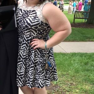 Black, white, and cream sundress